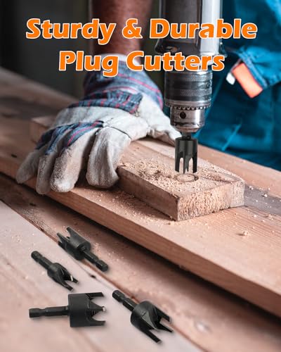 8Pcs Plug Cutter, 1/4-5/8 in Wood Plug Cutters Drill Bit Set - style: Hex Shank