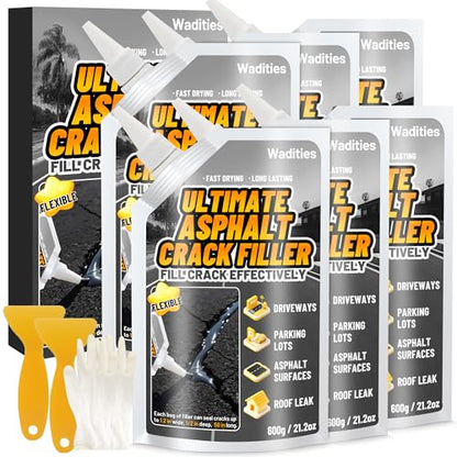 Asphalt Crack Filler, 8LB High Elasticity Concrete Crack Repair Sealant - style: 6pcs, 8LB