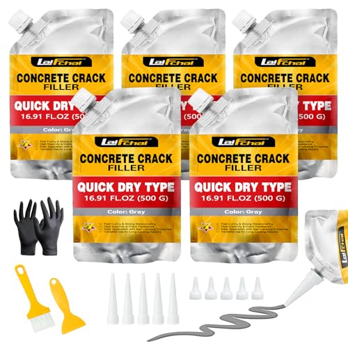 Concrete Crack Filler, Cement Crack Filler, Waterproof Repair Sealant, Quick-Drying Sealing Adhesive–Self-Leveling, Multipurpose, Durable Filler for Driveway, Sidewalk & Crack Repair (5 Pack - 5.5LB) - style: 5 Pack - 5.5LB