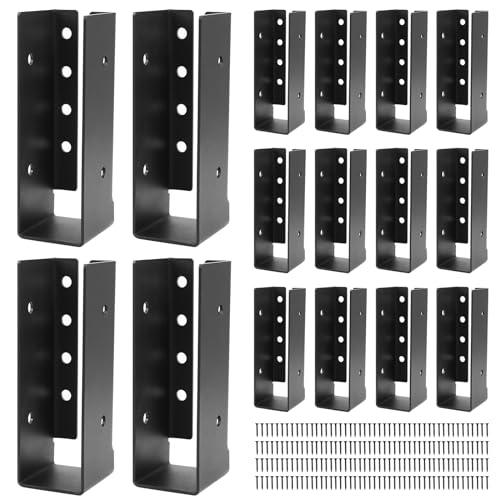 2x6 Joist Hanger 16PCS,Outdoor Trim Concealed-Flange Joist Bracket - size: 16pcs, style: 2''x6''