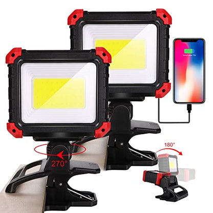 Easymaxx Rechargeable Clip Light 2 Pack, 2100LM LED Clamp Work Light