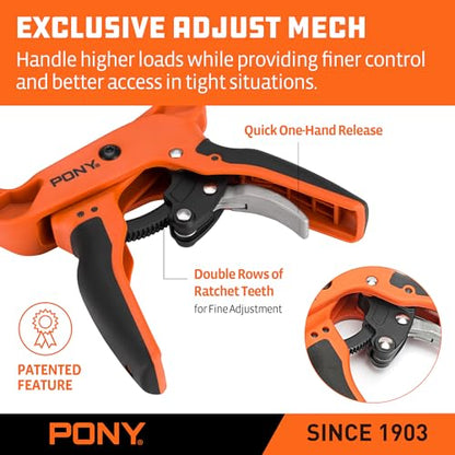 PONY 4-Pack 2 Inch Quick Release Ratcheting Wood Clamps