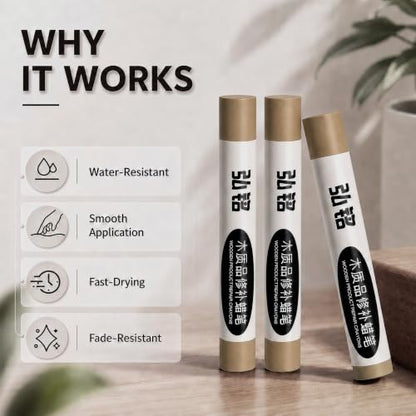 3 Colors Wood Filler Sticks, Yellow Oak Series, with Scraper - color: Yellow Oak Series