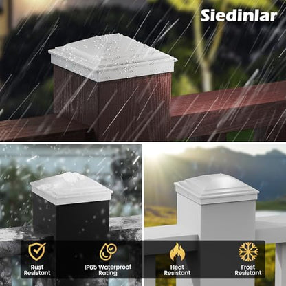 SIEDiNLAR 5x5 Post Caps White 12 Pack, Fence Post Covers Outdoor Waterproof - color: White, size: 5x5in, 12 Pack