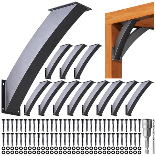 Heavy Duty 45 Degree Angle Support Bracket 4"×4" (Actual: 3.2"×3.2") Wood Beam Support Hardware Degree Post Bracket for Gazebos Pagola Porches 12Pcs - size: 4"×4"