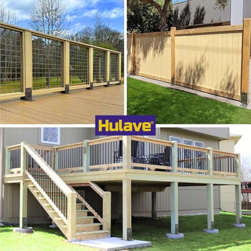 Hulave 1 Pack Stainless Steel 4" x 4" (Actual: 3.5" x 3.5") Post Base, Suitable for Terrace Railing, Fence, Mailbox, Gazebo, Porch, etc Concrete Support Anchor Base Post Anchor Bracket (Dark Gray) - size: 4"x4" (Actual 3.5"x3.5")