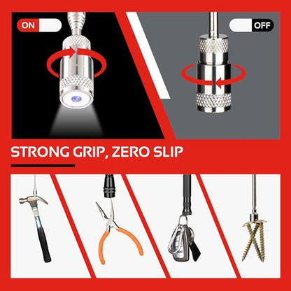 5PCS Magnetic Pickup Tool & Telescoping Inspection Mirror, Mens Gift (Red)