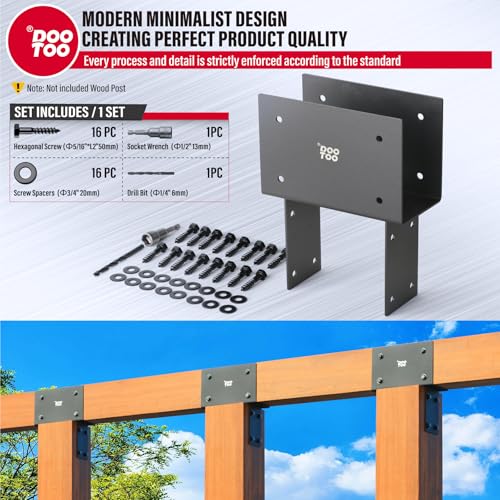 Stainless Steel Pergola Brackets, 6x6(Actual 5.5"x5.5") Post to Beam Bracket, Heavy Duty Post Cap Tie Bracket for Gazebos, Decks and Porches(4pcs-Black) - size: 6x6 (Actual Post 5.5"x5.5", Beams 5.5"x5.5")