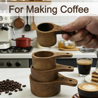 Acacia Wooden Measuring Cups Set of 4, 4 Sizes