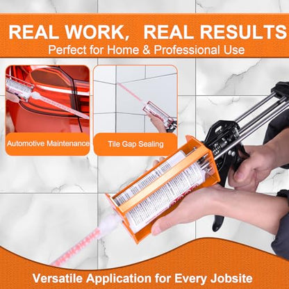 Epoxy Gun Dual Component 200ml – Manual 1:1 & 2:1 Ratio Adhesive Applicator for Epoxy, Urethane, Acrylic,High-Thrust 2-Part Adhesive Gun for Panel Bonding, Structural & Plastic Repair,Orange - size: 200 ml/215 ml (1:1, 2:1)