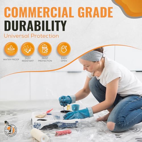 JLS Home & Hardware 10 Pack Plastic Drop Cloth for Painting 9x12 Feet