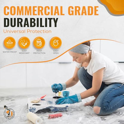 JLS Home & Hardware 10 Pack Plastic Drop Cloth for Painting 9x12 Feet