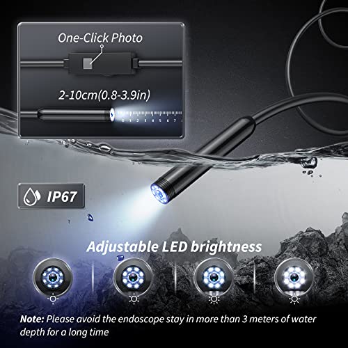 Endoscope Camera with Light, 1920P HD Borescope with 8 Lights (Single Lens)