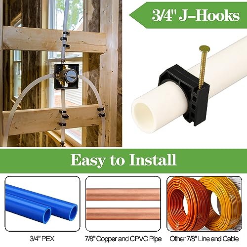 100 Pack 3/4" Half Clamps J-Hook with Nails Set - color: 100pcs J-hooks, size: 3/4 Inch