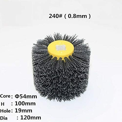 SIGNI Abrasive Nylon Drawing Wheel Drum Burnishing Polishing Brush for Wood Furniture Floor Polishing 120X100mm 240 Grit 1pack - size: 240 Grit, Black