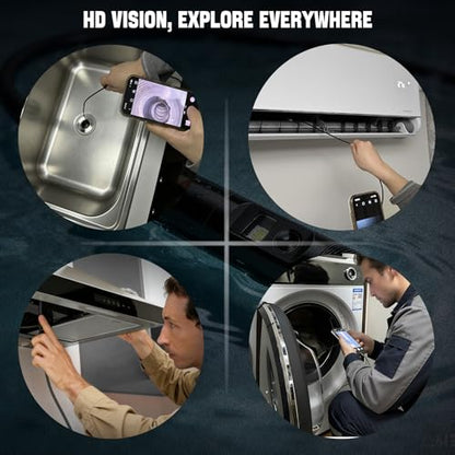 Dual-Lens Endoscope Camera with Light, 1080P HD Borescope with 8 LED Lights