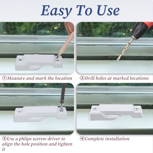 8 Pack Window Sash Locks, 2-1/4” Mounting Hole Centers Sash Lock with Screws, Sliding Window Locks Replacement Broken for Vertical and Horizontal Sliding Windows Double Hung Windows(White)