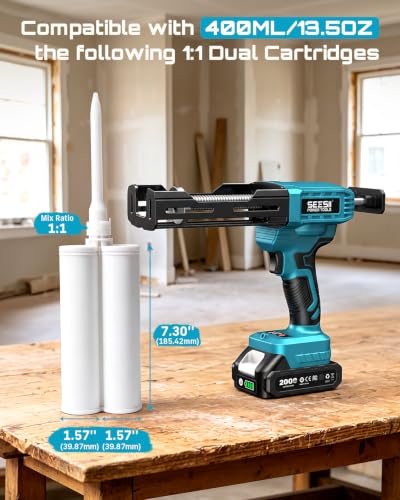 SEESII Electric Dual Cartridge Epoxy Gun 400ML (1:1) with 2 Batteries - color: Dark Navy Blue