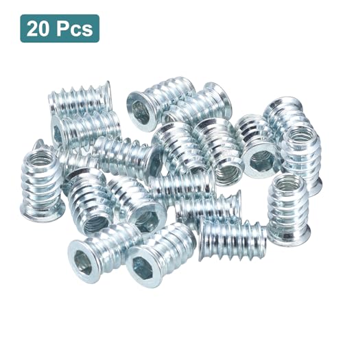 uxcell 20Pcs Threaded Inserts, M6-1x17 Zinc Plated Carbon Steel Hex Socket Drive Screw-in Nut Threaded Inserts for Wood Working Tool and Accessories - size: M6-1x17mm