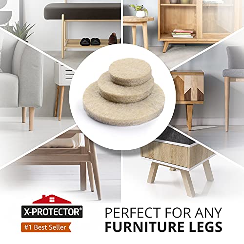 Felt Furniture Pads X-PROTECTOR 181 PCS Premium Furniture Pads - Felt Pads Furniture Feet Best Wood Floor Protectors - Protect Your Hardwood & Laminate Flooring! - size: 181 PCS Beige, Round & Square