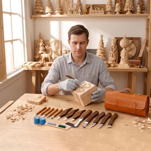23PCS Wood Carving Kit, Wood Carving Tools - color: walnut-colored