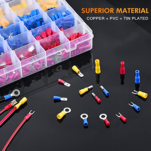 Nilight 540PCS Mixed Quick Disconnect Insulated Crimp Electrical Terminals - color: 540PCS Mixed Crimp Terminals