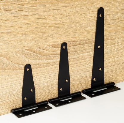 1Set T-Strap Gate Hinge with 7 Screws, Heavy Duty Shed Barn Door Hinges, Black Tee Hinges for Wooden Fence, Yard Gate (6 Inches) - color: 6Inches