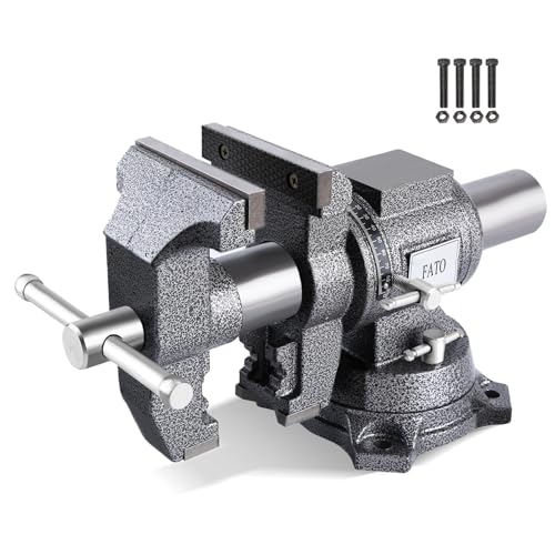 FATO 5” 360° Ductile Iron Bench Vise, 8800LB Force Black - size: MultipurposeSwivel-5"