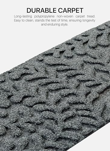 FINEHOUS Outdoor Stair Treads Non-Slip 35”x10” (6-Pack) – Carpet Treads with Rubber Backing Floral Grey - size: 35" X 10"