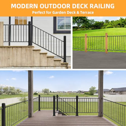 47in Deck Railing Post with Screws - color: Black-2, size: 47in Post for Stair Railing