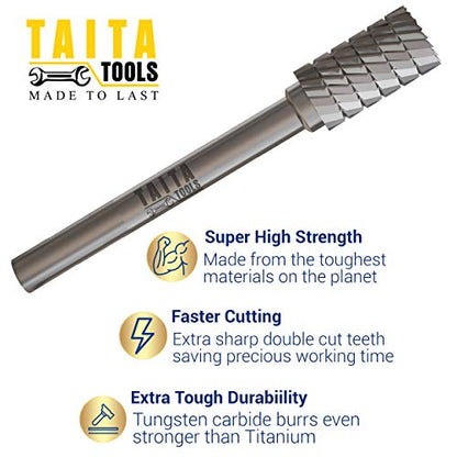 SA-3 Cylindrical Double-Cut Carbide Burr, 1/4 in Shank, 5 Pack - style: 5pc