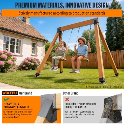 201 Stainless Steel Swing Set Bracket 2pcs A-Frame Brackets with All Mounting Hardware（Black） - color: Black, size: A-Frame Brackets 2pcs