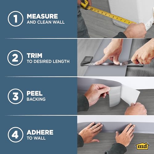 MD Building Vinyl Self-Stick Wall Base, Almond, 4in x 20ft Roll - size: 4"W x 8"L