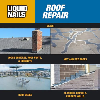 Liquid Nails Roof Repair 10.3 oz. Black Exterior Waterproofing Roof Adhesive, 12 Pack - size: 10.3 oz (Pack of 12)
