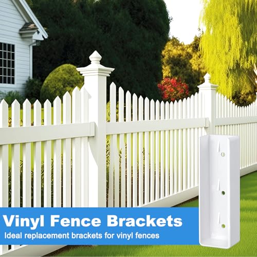 Nuanchu 10 Pcs Vinyl Fence Brackets White 1.5'' x 5.5'' - size: 1.5" x 5.5"
