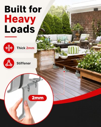 4-Pack 6x6 Post Base Anchor for Concrete, Heavy Duty Galvanized Anchors, 5.5" Wood Post Deck Fence, Pergola, Patio