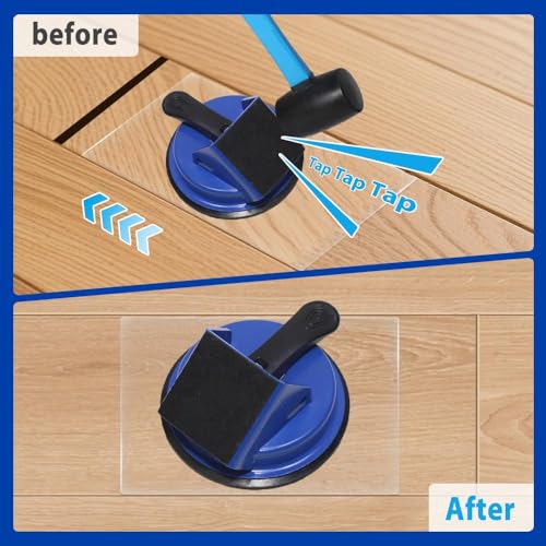Heavy Duty Floor Gap Fixer Tool – Professional Flooring Gap Repair with 45° Striking Surface & Strong Suction Cup, Includes 5pcs Extra Sticky Pads for Laminate & Vinyl Floors