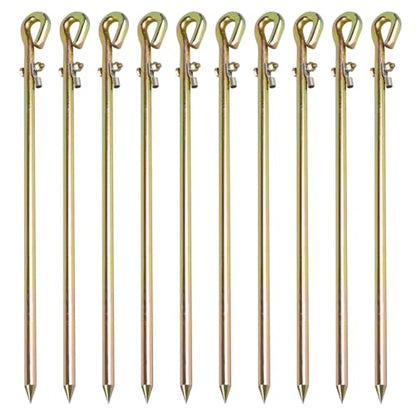 MOKIKUBA- Portable Ground Rod - Grounding Pin with Ground Wire Lug | Great for Electric Fences,Antennas,Satellite Dishes,Ground Post Pin,Tie Out Stake (Set of 10) - style: Set of 10