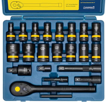 YIYEIE 22-Piece Bolt Nut Extractor Socket Set with Ratchet Wrench