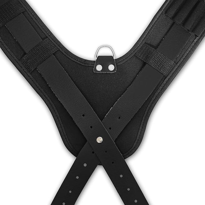 Fueri Electrician Tool Belt and Suspender Combo, Back Support Padded Belt - color: Black and Beige Tool Belt With Suspender, size: Medium ( 30'' - 36'' )