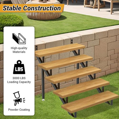Stair Step Riser w/Reinforcing Support Legs, 5-Step 2 PCS Stair Stringer - size: 5 Step