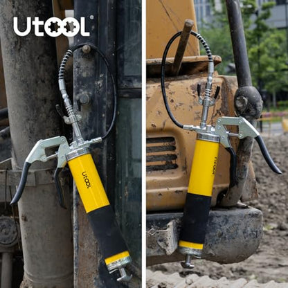 UTOOL 8000 PSI Heavy Duty Pistol Grip Grease Gun Kit, 14 oz Capacity - size: 4PCS
