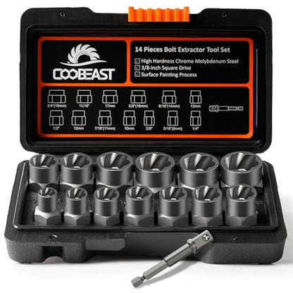 Bolt Extractor Kit,13Pcs Stripped Bolt Extractor Set for Impact Bolt&Nut - size: 14 PCS