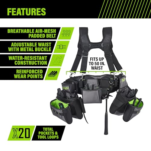 AWP Tool Belt Tool Rig, Durable Premium Utility Belt Organizer for Men & Women, Utility Work, Electrician, Mechanic - style: TrapJaw Pro Tool Rig
