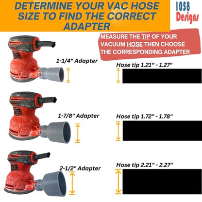 Vacuum Hose Adapter compatible with BLACK+DECKER 5-inch Random Orbit Sander BDERO100 BDERO600 BDERO200AEV BDEQS300 and 2-1/2 inch Wet Dry Shop Vac Hose Dust Reducer Collector - size: Fits 2-1/2" Vac Hose