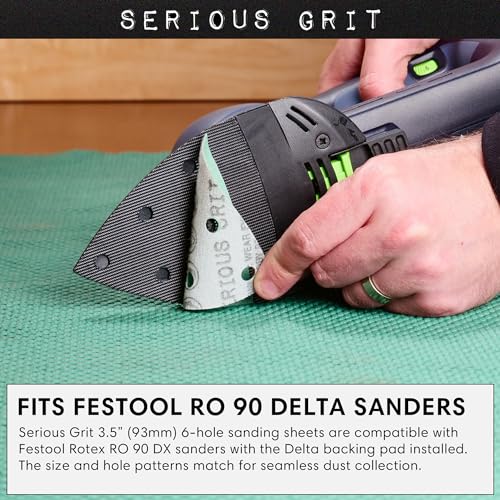 Serious Grit - 93mm 6-Hole P40 Grit Triangle Sanding Sheets - 25 Pack Box - style: 40 Grit