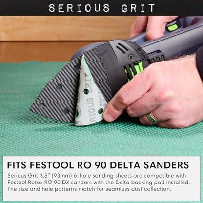 Serious Grit - 93mm 6-Hole P320 Grit Triangle Sanding Sheets - 50 Pack Box - style: 320 Grit