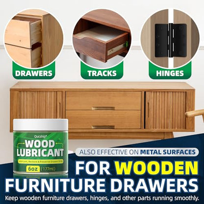 Wood Wax, 6 oz Paste Wax, Smooths Sticking Drawers and Doors