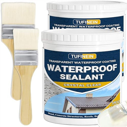 Waterproof Sealant 70 Oz Clear, TUFINEIN Transparent Waterproof Coating Water-Based Invisible Agent Roofs, Walls, Garden, Terraces Indoor & Outdoor - size: 70 Oz