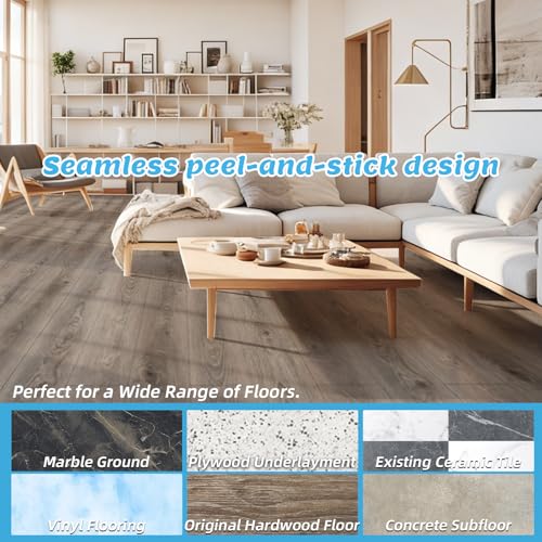 Art3d 10-Pack Peel and Stick Vinyl Floor Tiles (15 Sq.Ft), Teak - color: Teak